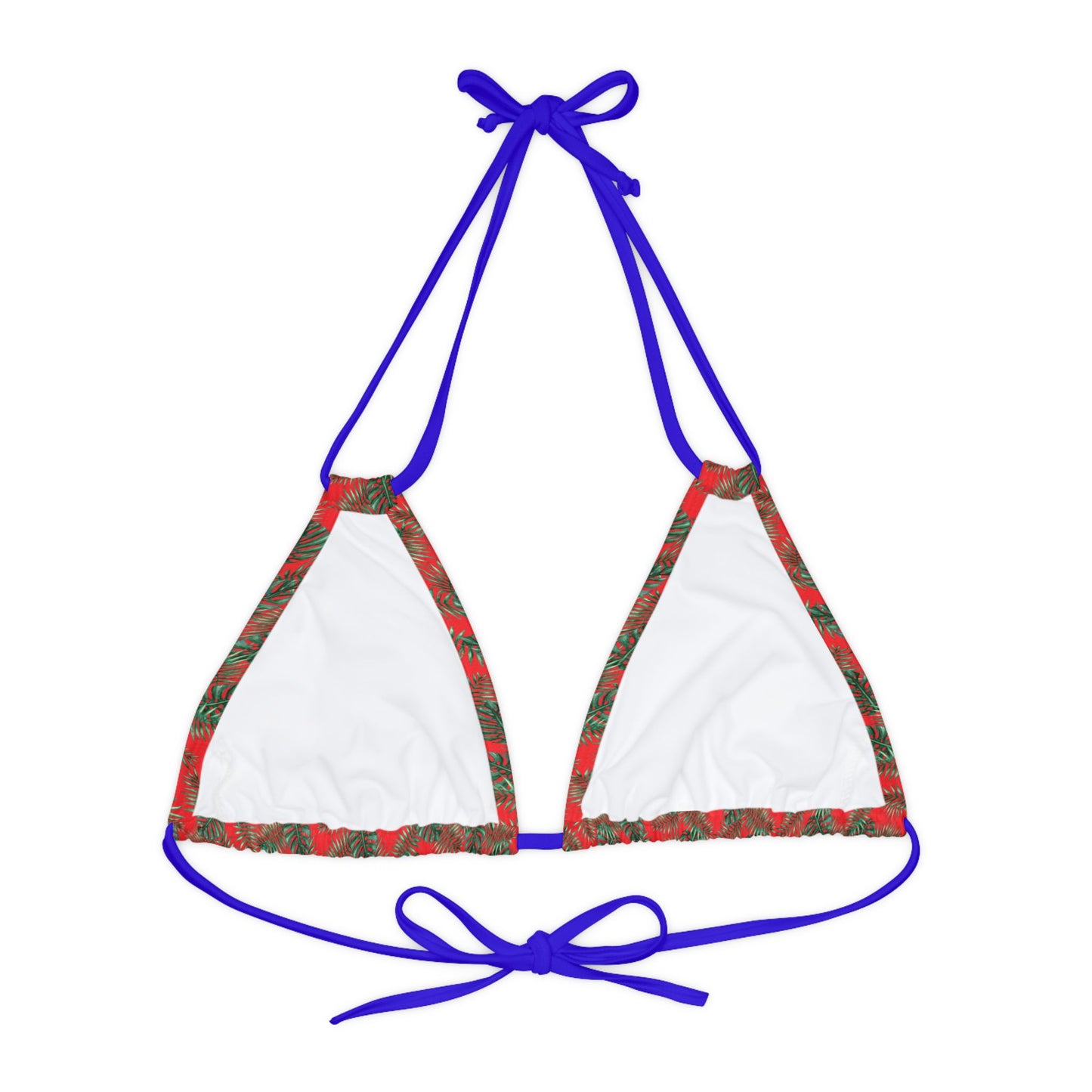 Red Tropical Bliss Strappy Triangle Bikini Top (AOP)- (PY)