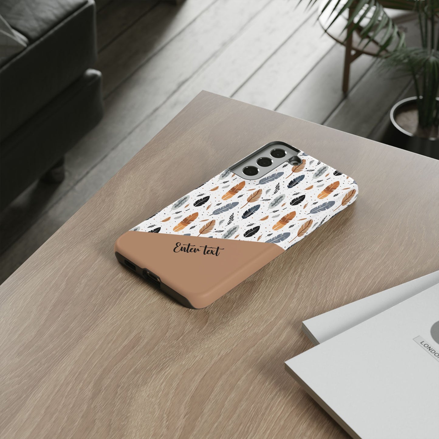 Personalized Whispering Feathers Tough Case — Dark Feather Protective Phone Case for Samsung & Google