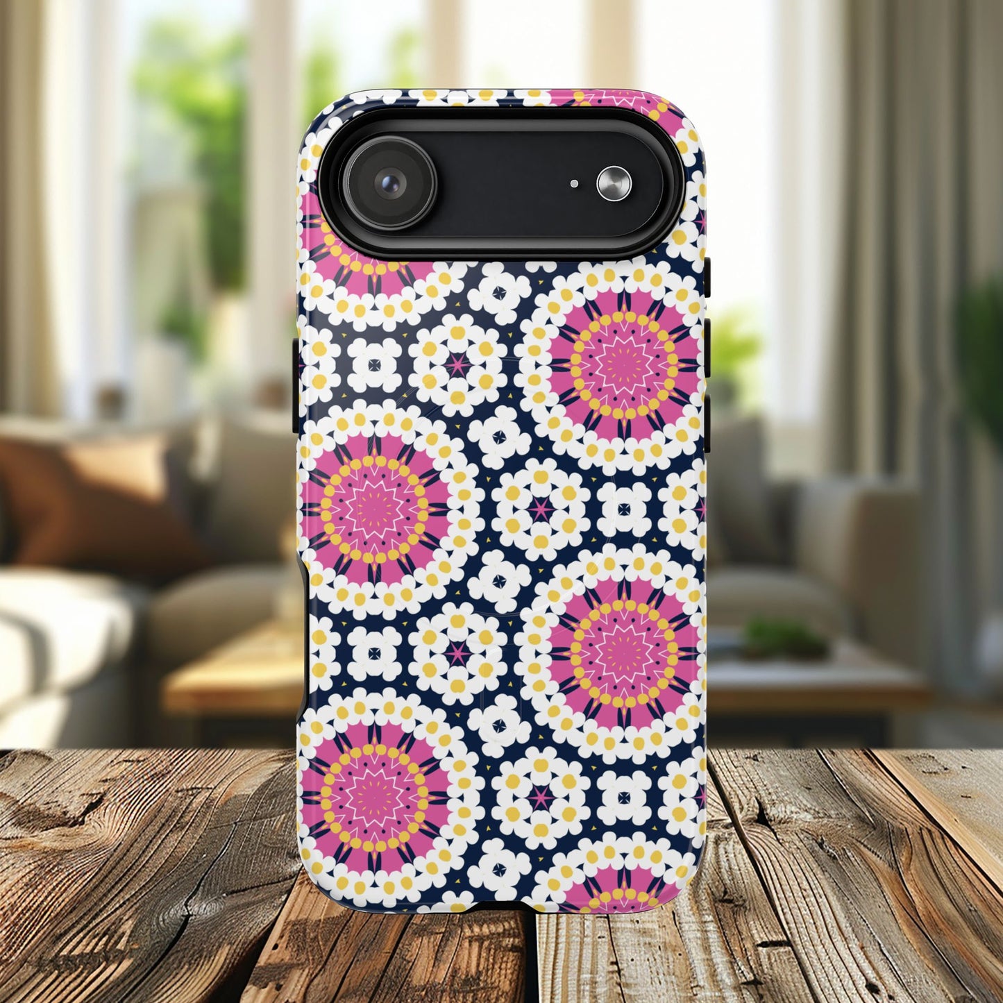Petal Prism Pop Tough Magnetic iPhone Case, Tough Protection, Unique Design, Gift for Her, iPhone Accessories, Boho Style, Floral MagSafe Accessory.