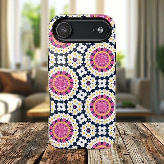 Petal Prism Pop Tough Magnetic iPhone Case, Tough Protection, Unique Design, Gift for Her, iPhone Accessories, Boho Style, Floral MagSafe Accessory.