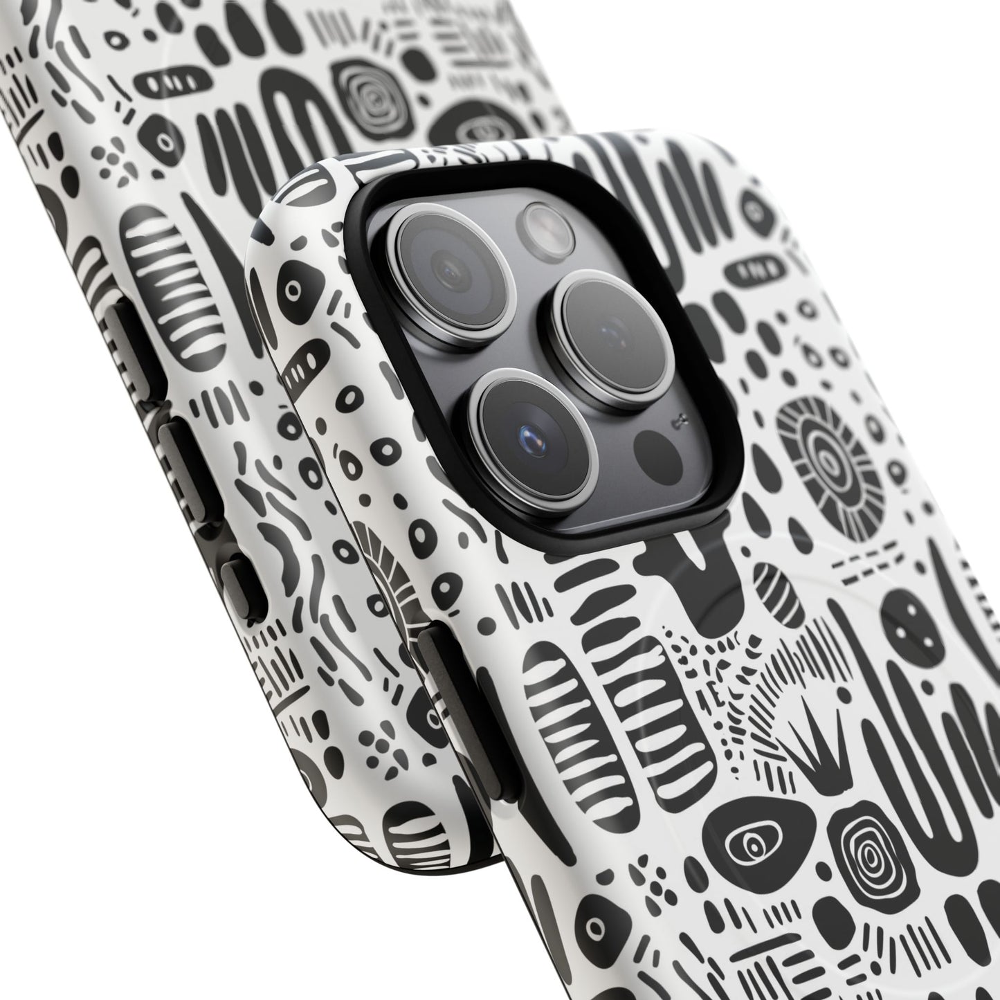 Abstract Monochrome Tough Magnetic iPhone Cases, Stylish Phone Cover, Durable Phone Protector, Modern Tech Accessories, Unique Gift Ideas