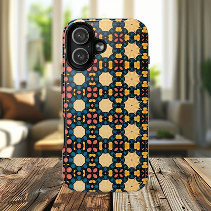 Celestial Spice Tiling Colorful Tough Magnetic iPhone Case, Unique iPhone Cover, Artistic Mobile Shell, Durable Design Accessory, Trendy Gift Idea, MagSafe® iPhone Case.