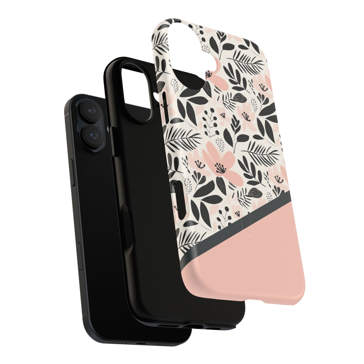 Personalized Floral Blush Garden Whisper Tough Magnetic MagSafe® iPhone® 13, 14, 15, 16, 17, Pro, Pro Max, Plus Cases (Custom Name).