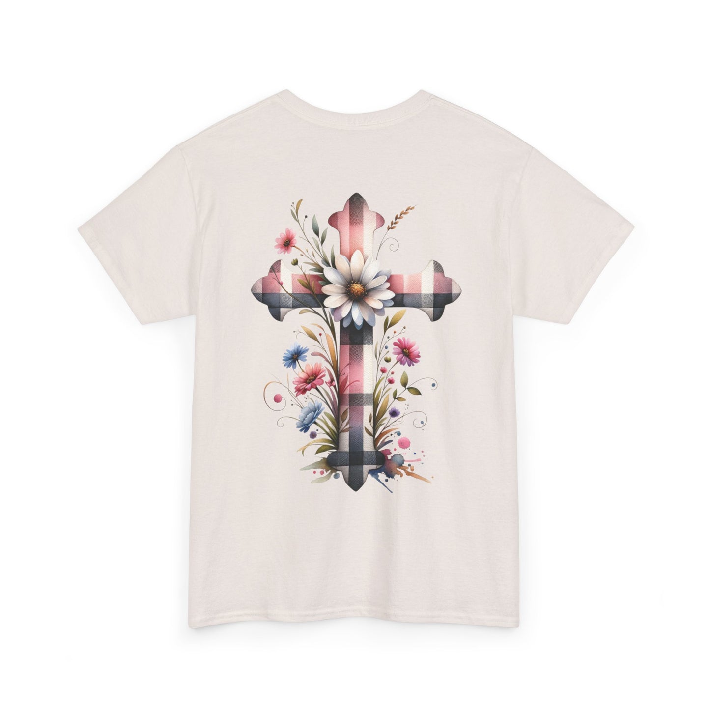 Faith and Floral Cross Unisex Heavy Cotton Tee