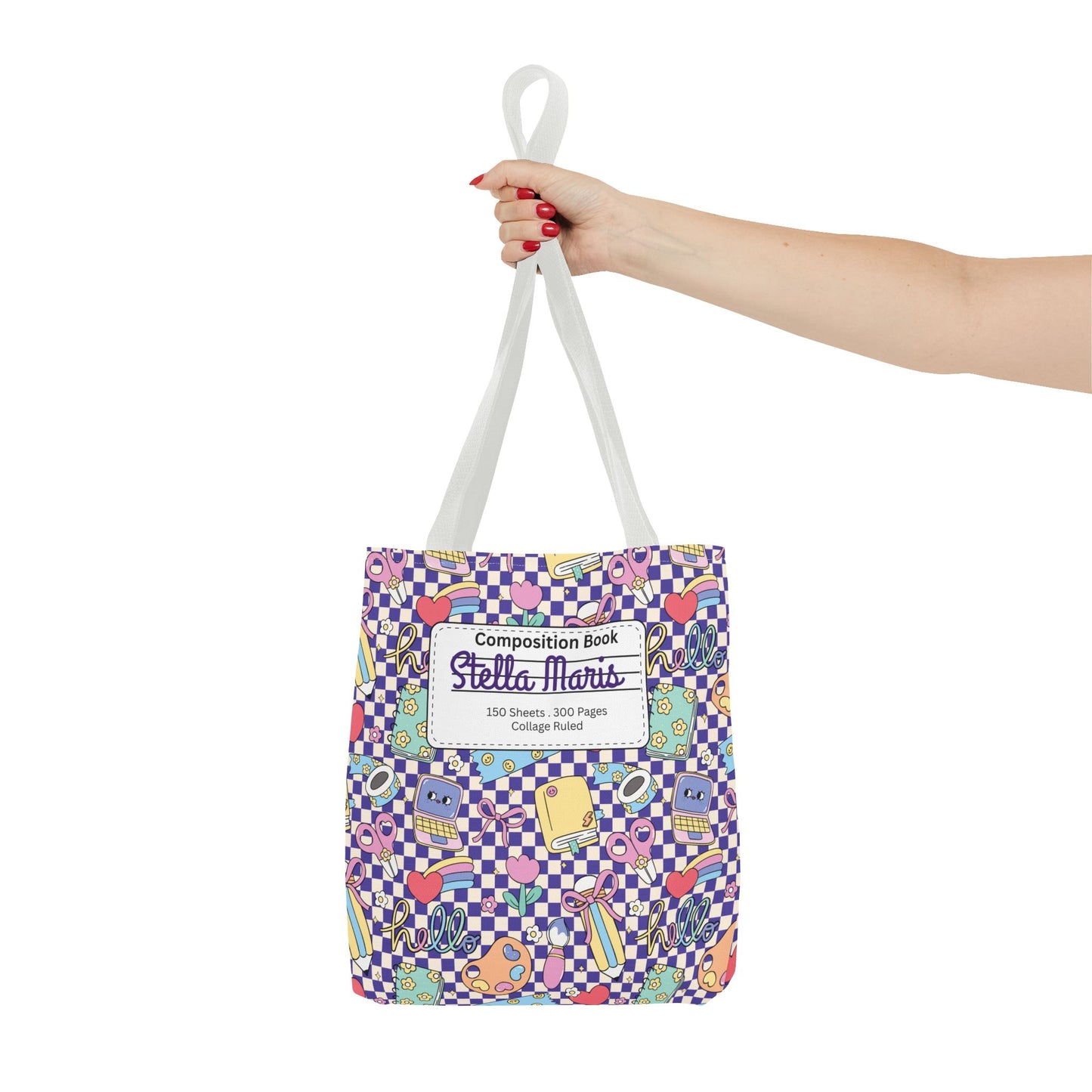 Personalized Purple Doodle Daydream Composition Book Inspired Tote Bag, Back to School Tote, Teacher Gift, Kids Bag, Custom Name Bag, Educational Accessories, Back to School Tote Bag.