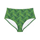 Green Tropical Bliss High-Waist Hipster Bikini Bottom (AOP)