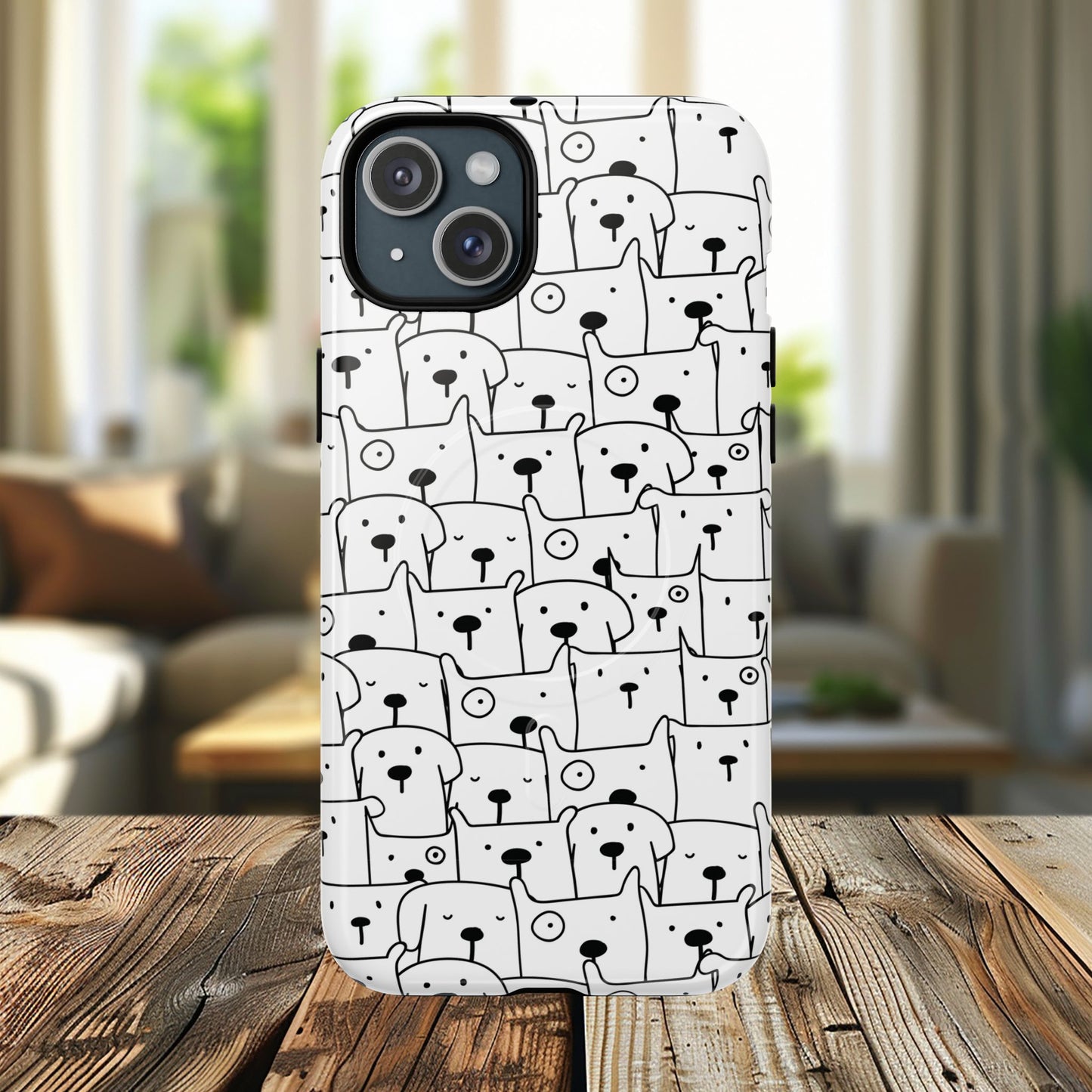 Cute Woof Line-Up iPhone Case, Tough Magnetic Case for Pet Lovers, Stylish Phone Accessory, Gift for Dog Owners, Protective Pet Case