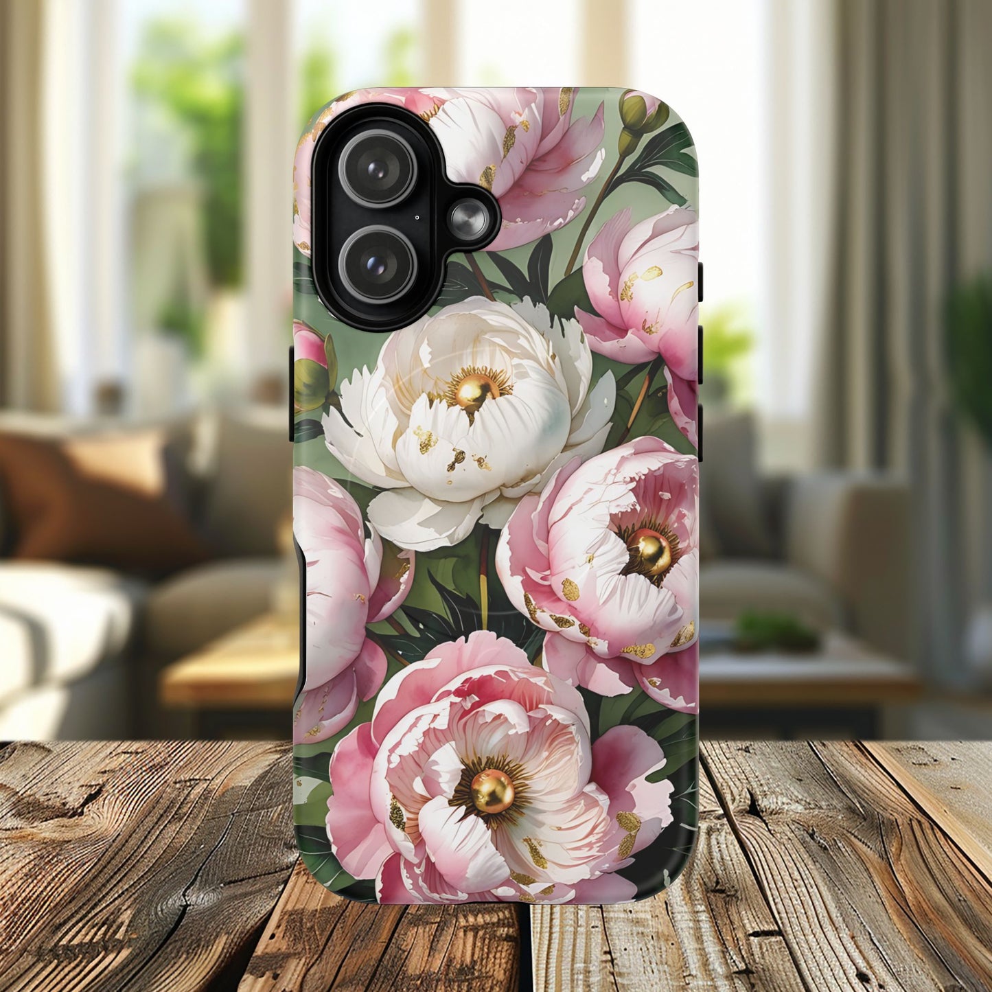 Floral Peonies Tough Magnetic Phone Cases, Durable Floral Phone Cover, Chic Flower Case, Stylish Phone Protector, Gift for Her
