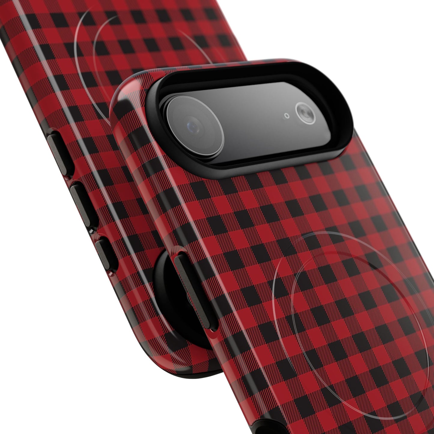 Tough Magnetic Phone Case - Red Plaid, Durable, Stylish Protection for iPhones, Gift for Outdoor Lovers, Unique Phone Cover