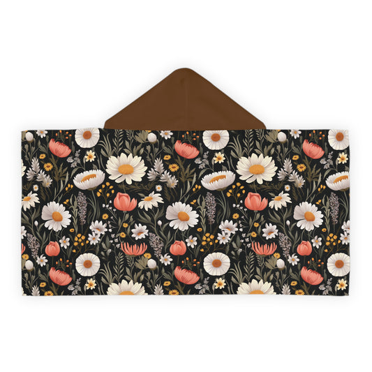 Blossom Elegance: Noir Garden Snuggle Youth Hooded Towel