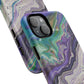 Stylish Purple Acrylic Tough Magnetic iPhone Cases, Unique Protective Cases for iPhone, Colorful Marble Design, Great Gift for iPhone Lovers