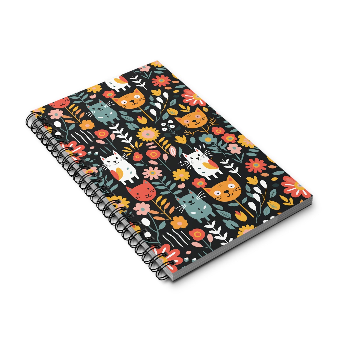 Whimsical Feline Garden Spiral Journal