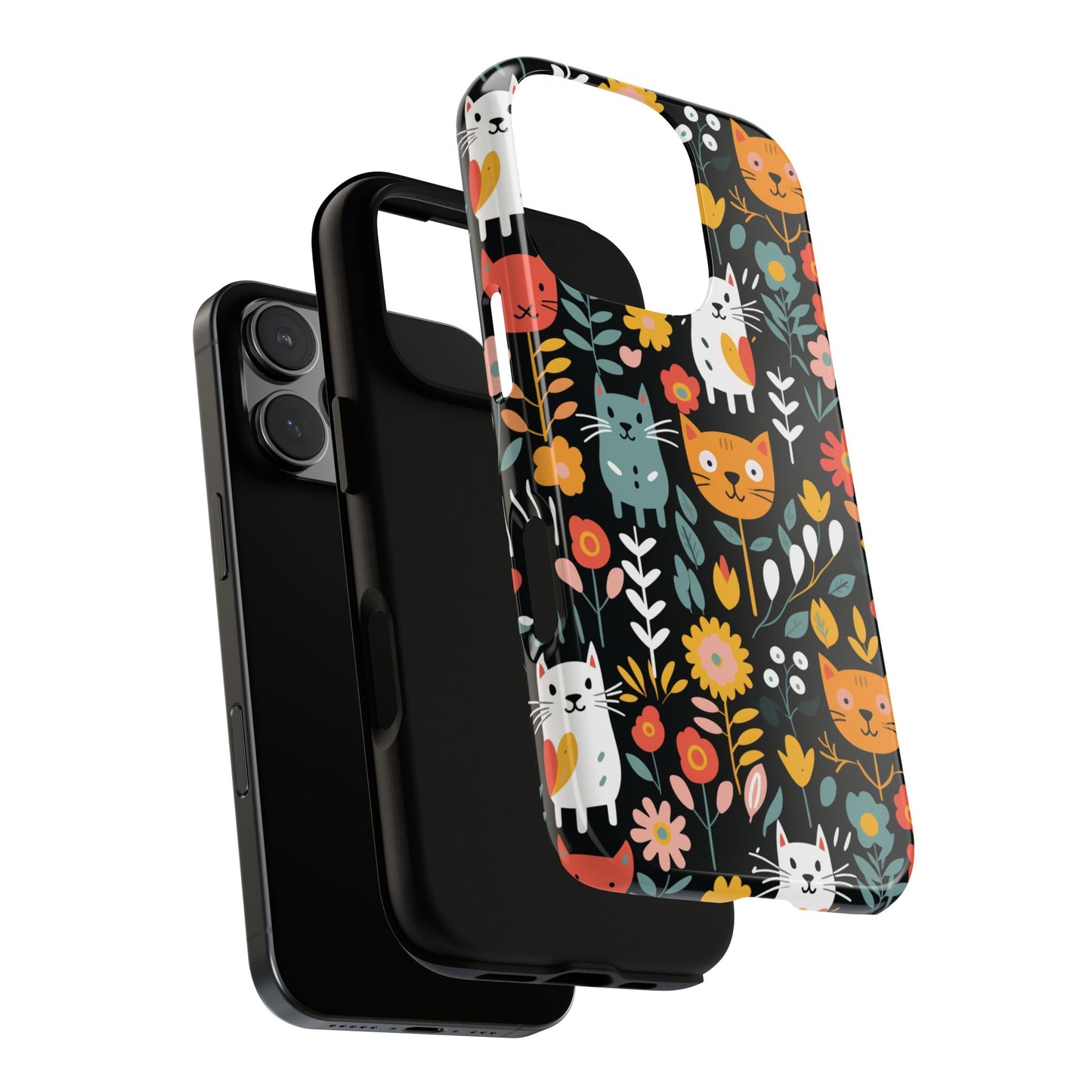 Whimsical Feline Garden iPhone, Samsung or Google Pixel Tough Cases