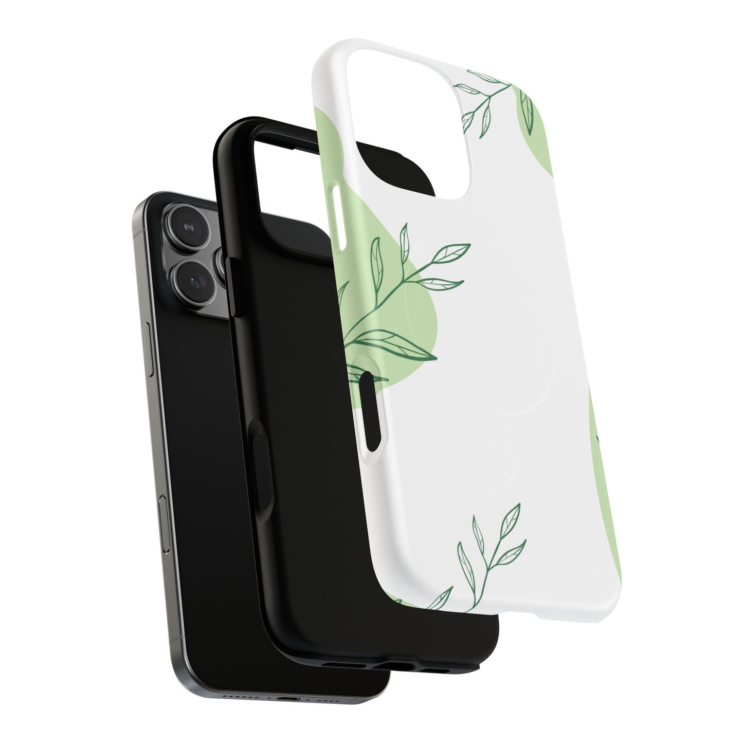 Stylish Tough iPhone Magnetic Cases with Leaf Design, iPhone Protection Cases, Greenery iPhone Covers, Eco-Friendly iPhone Accessories, Gift for Her.