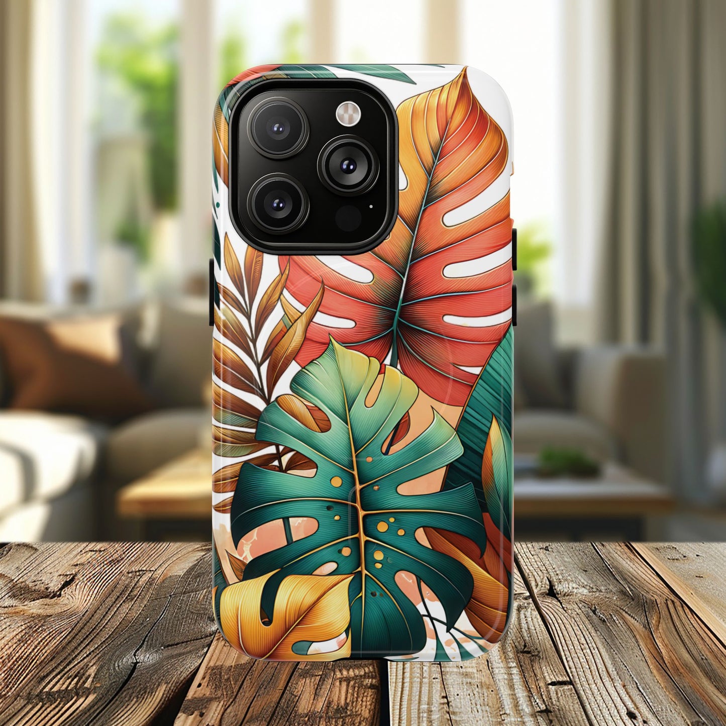 Tropical Monstera Leaf Phone Case - Stylish Tough Magnetic Cases, Floral Protection, Summer Vibe, Gift for Nature Lovers, Trendy Mobile Accessories