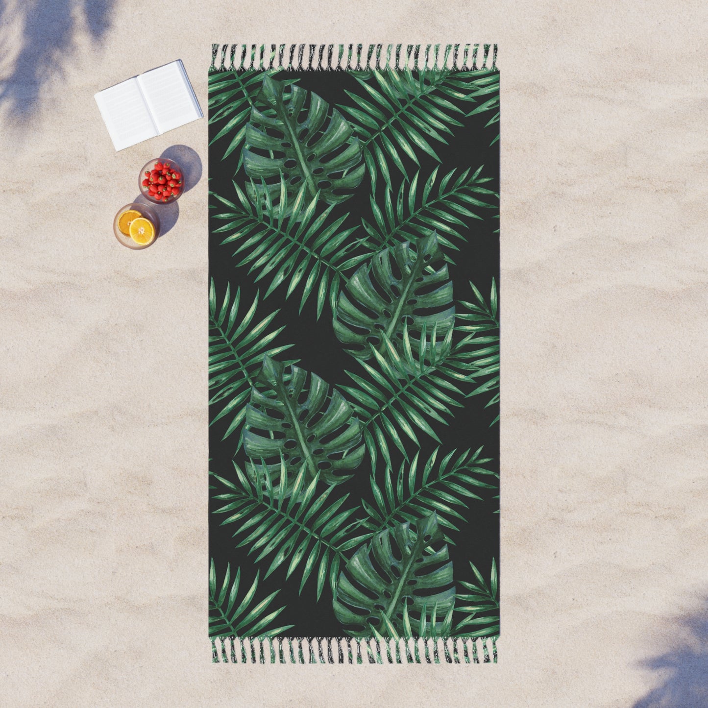 Tropical Boho Vibes Black Beach Cloth/Towel