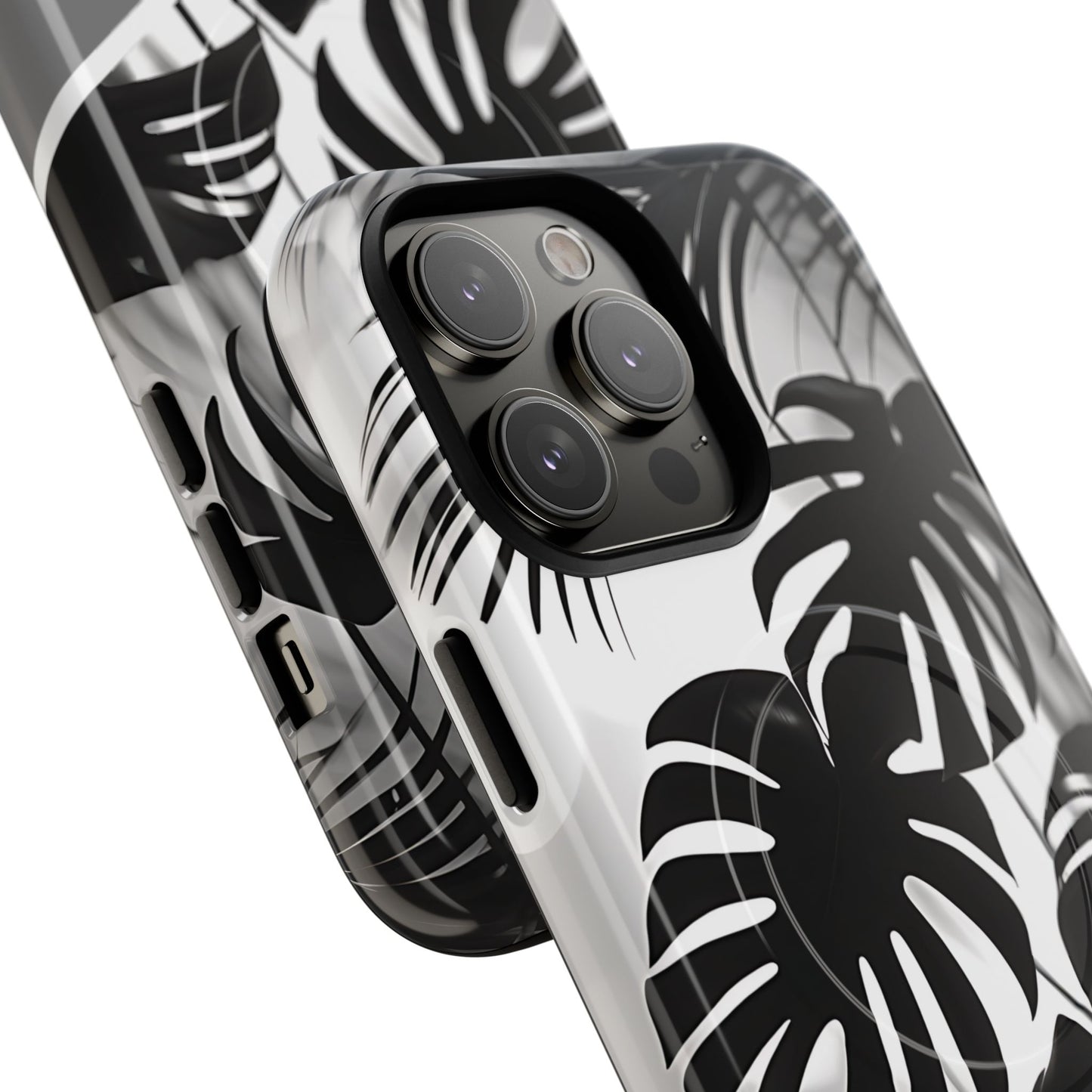 Personalized Monochrome Monstera Tropical Phone Case - Tough Magnetic MagSafe® Cases, Gifts for Nature Lovers, Stylish Phone Accessories, Gifts for Her.