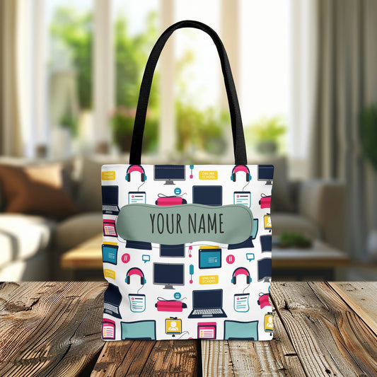 Techie Tote Bag - Stylish Personalized Tote for Students, Gift for Tech Lovers, Eco-Friendly Shopping Bag, Back to School.