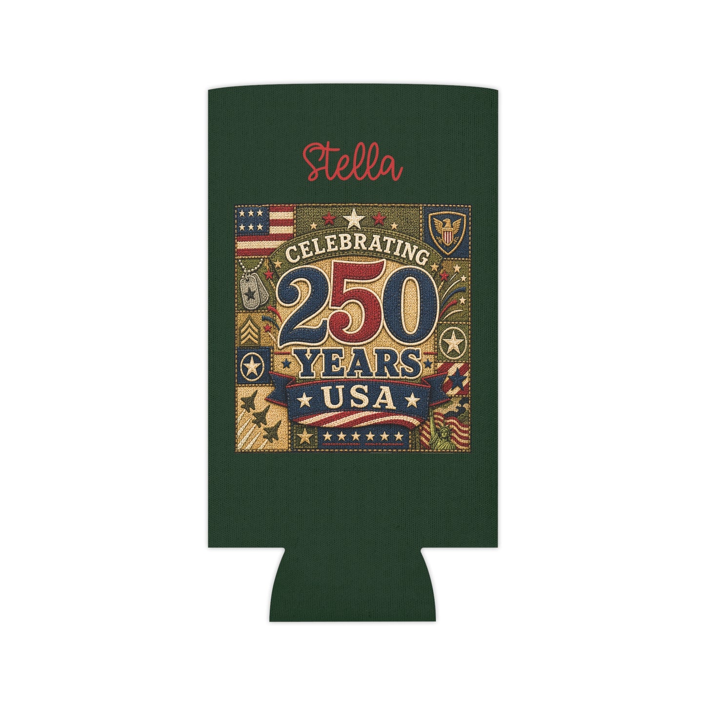 Personalized Can Cooler - "Celebrating 250 Years USA" Patriotic Can Koozie