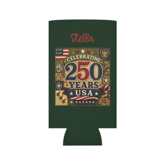 Personalized Can Cooler - "Celebrating 250 Years USA" Patriotic Can Koozie