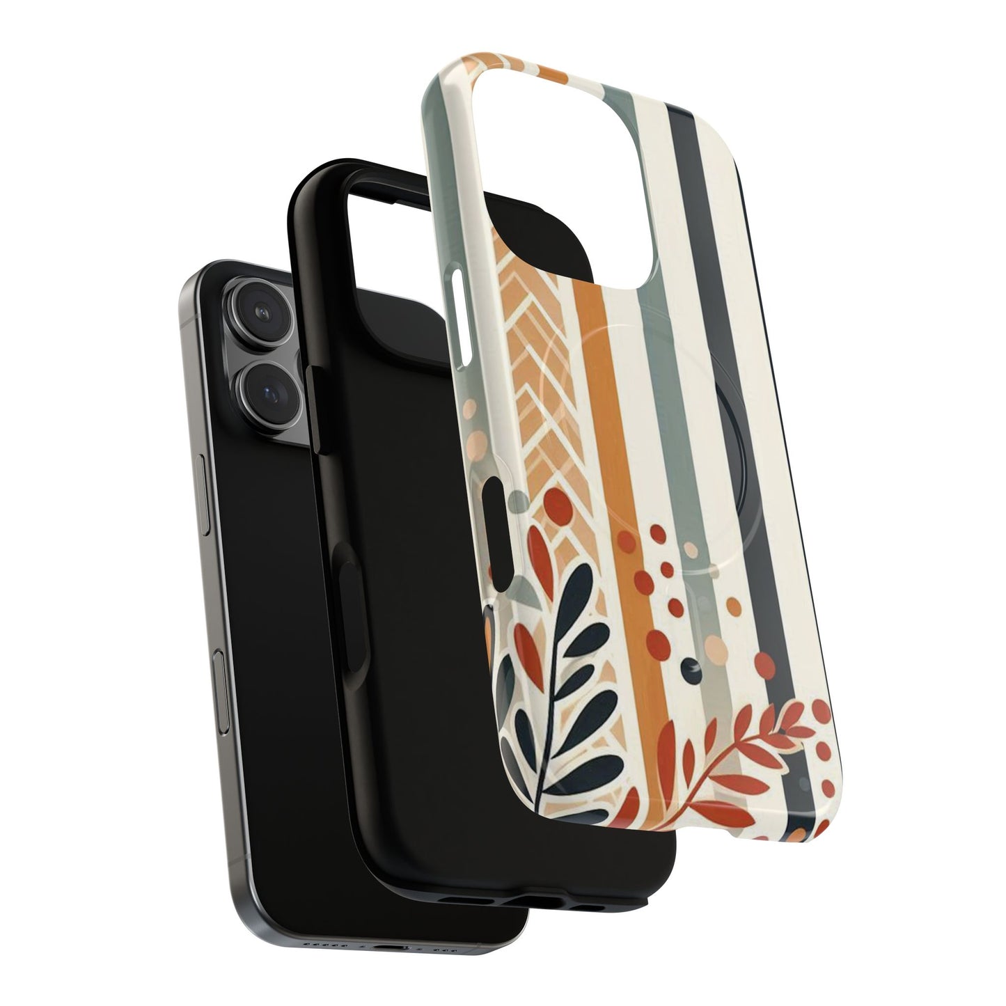 Terracotta Trails Tough Magnetic iPhone Cases for Everyday Use, Floral Patterned Stability Case, Gift for Her, Durable iPhone Accessory.