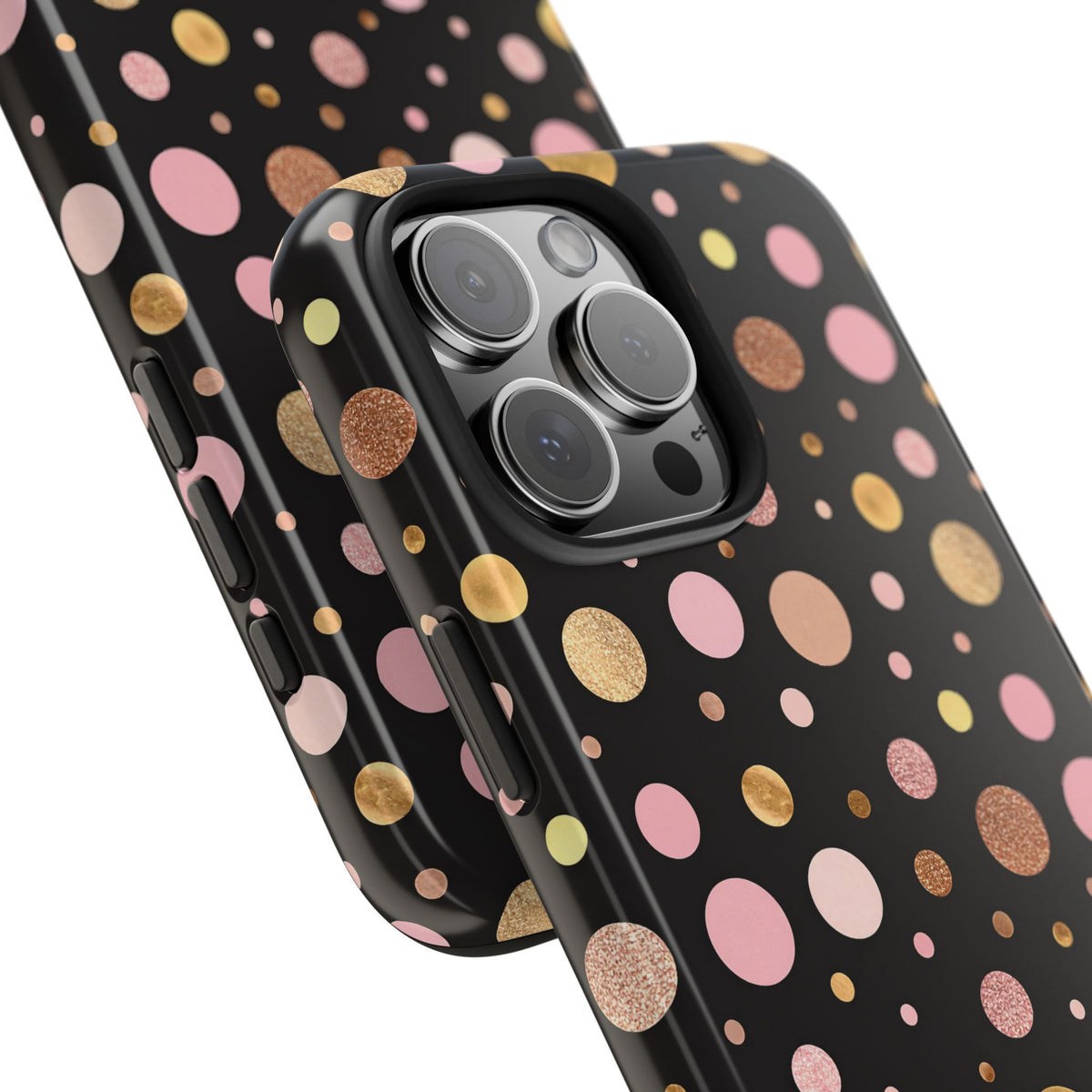Personalized Gold & Pink Confetti Tough Phone Case — Glitter Dot Protective Phone Cover