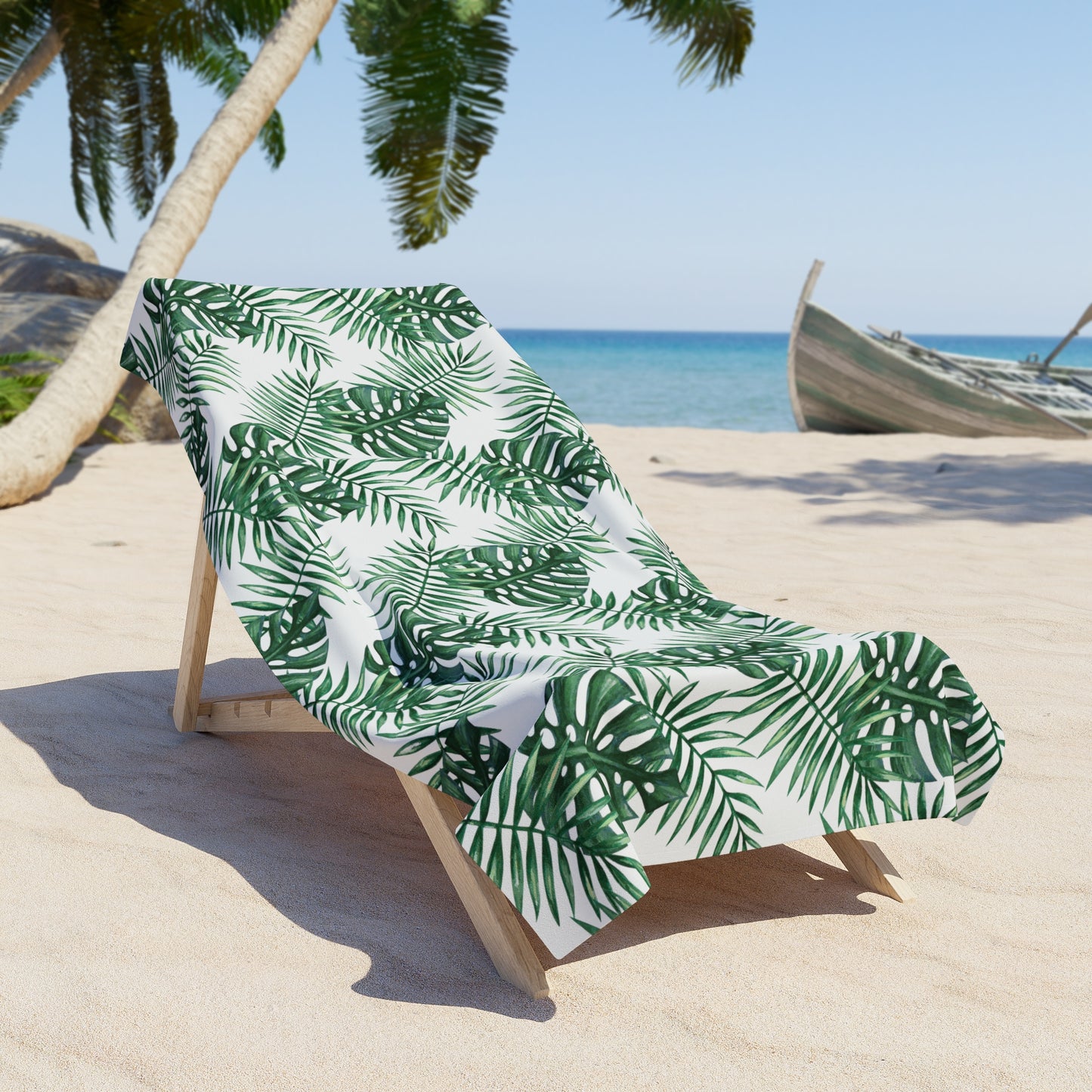 Tropical Bliss White Beach Towel