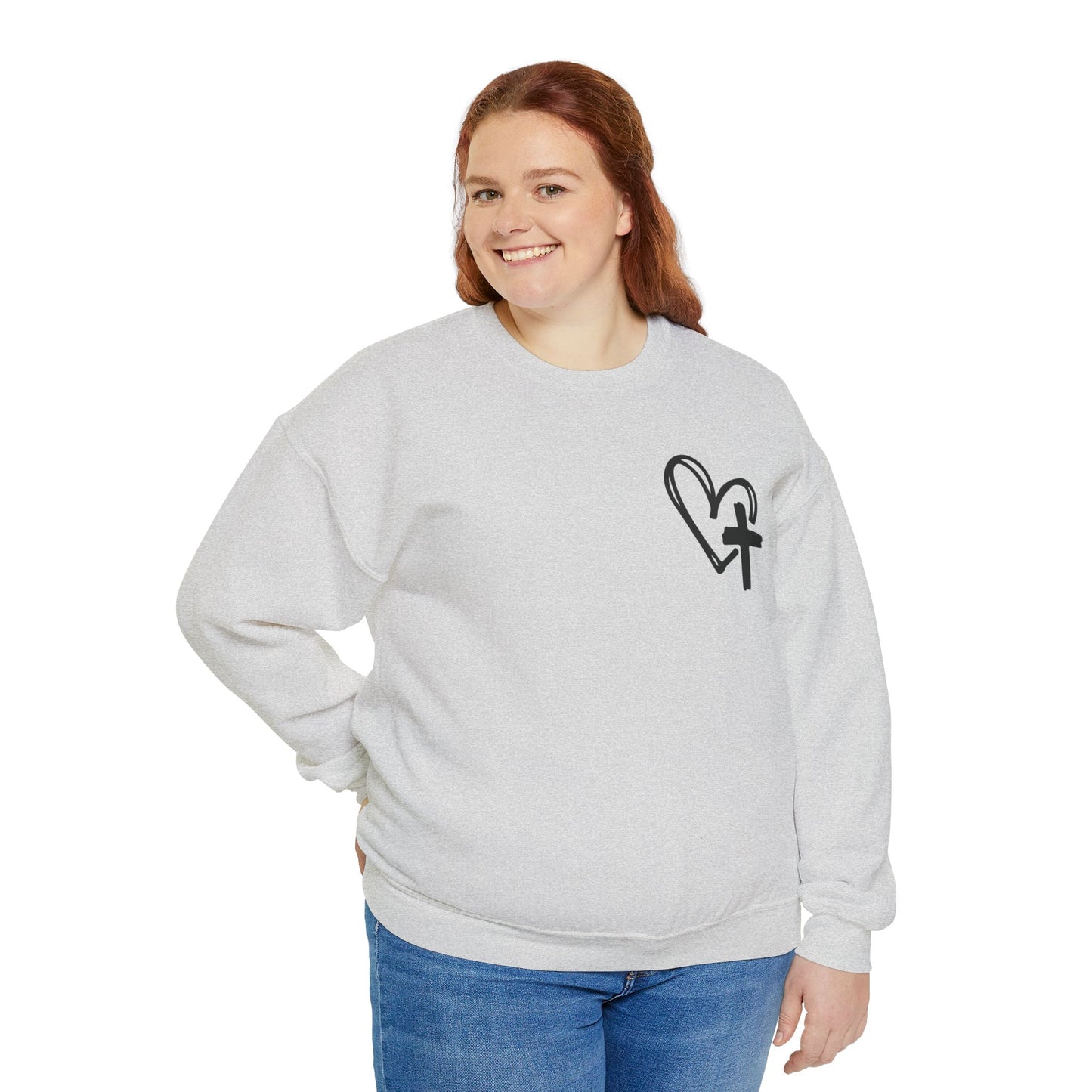 Faith and Floral Cross Unisex Heavy Blend Crewneck