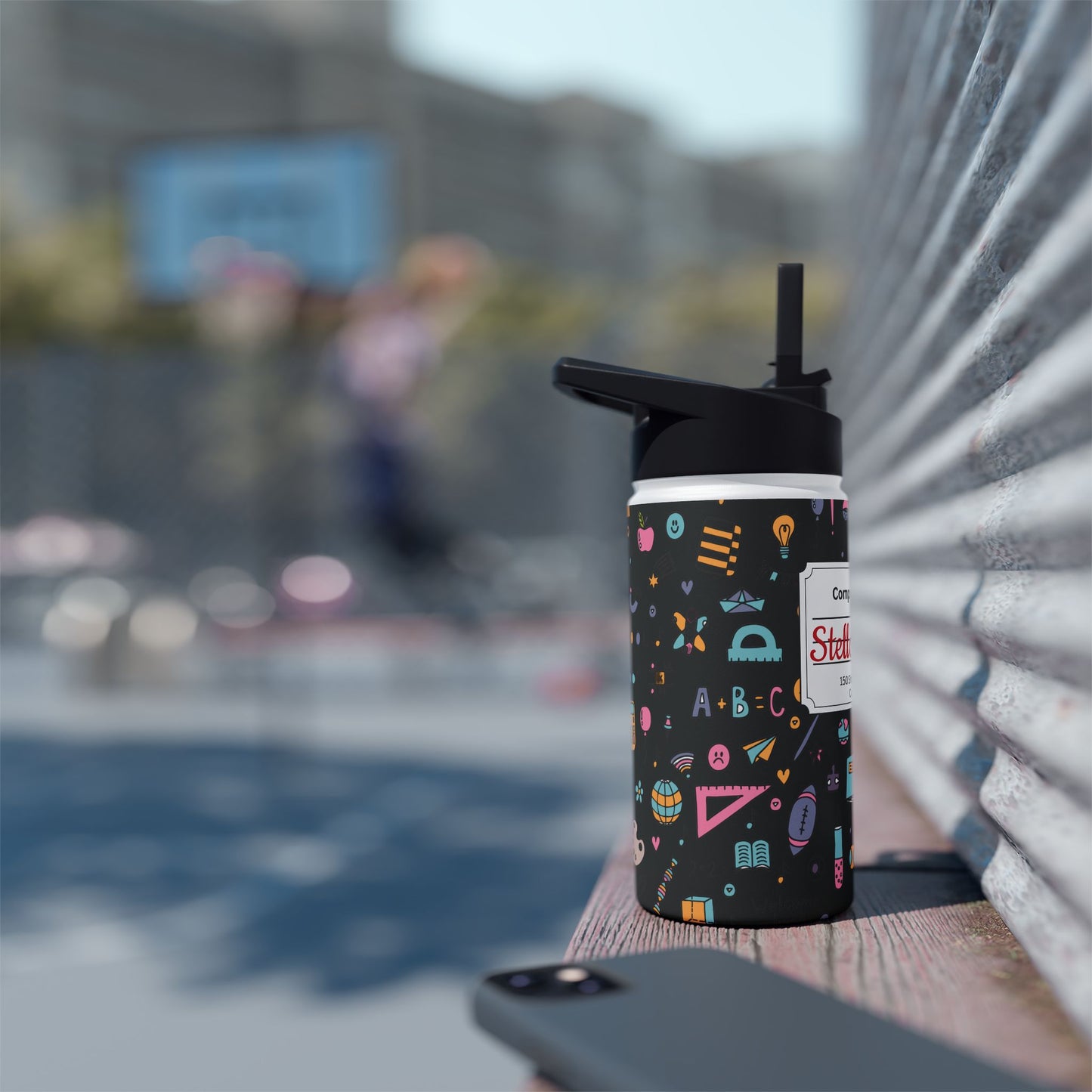 Personalized Chalkboard Chic Inspired Stainless Steel Water Bottle for Kids, School Supplies, Eco-Friendly Drinkware, Back to School, Teacher Gifts