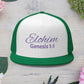 Purple 'ELOHIM, GENESIS 1:1'  Embroidered 5 Panel Trucker Cap | Casual Style Hat, Adjustable, Unisex, Perfect Gift for Outdoors, Festivals, Daily Wear