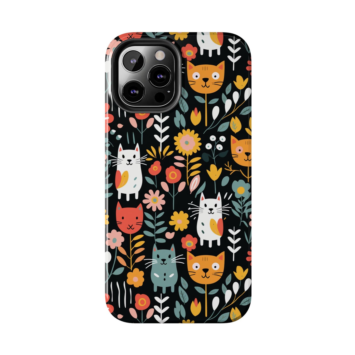 Whimsical Feline Garden iPhone and Samsung Tough Phone Cases