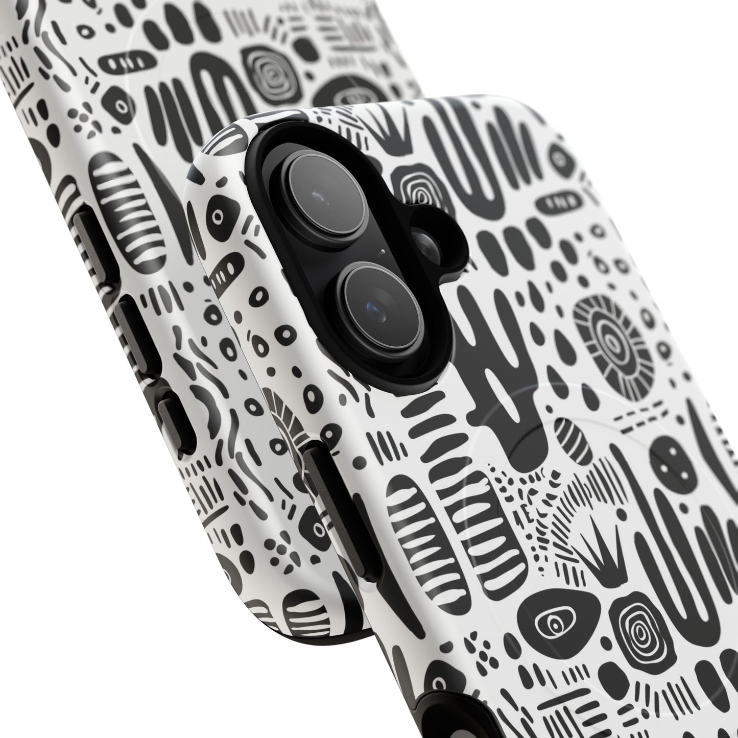 Abstract Monochrome Tough Magnetic iPhone Cases, Stylish Phone Cover, Durable Phone Protector, Modern Tech Accessories, Unique Gift Ideas