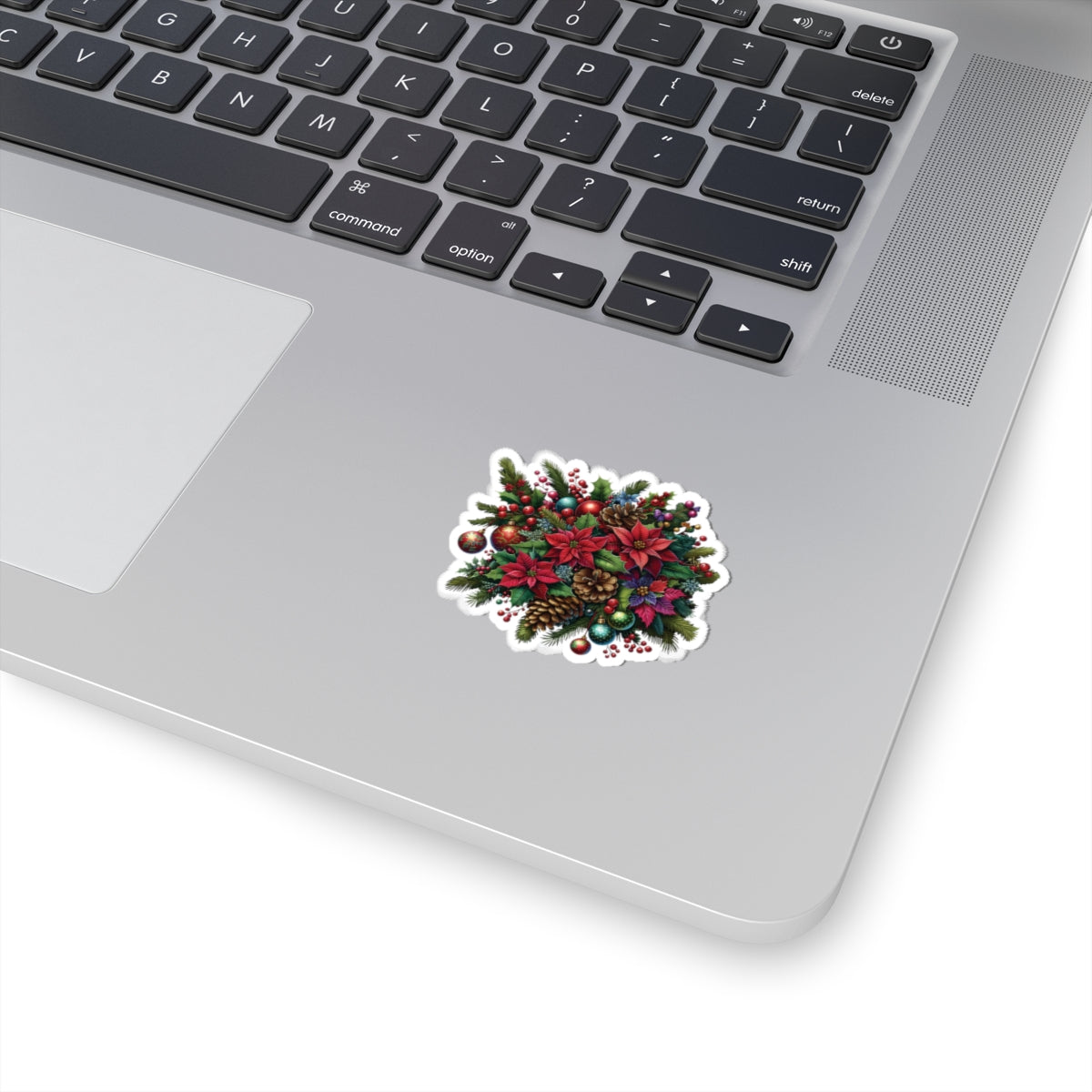 Poinsettia Vinyl Stickers for Indoor Decor - Glossy Finish, 4 Sizes Available, White & Transparent Options