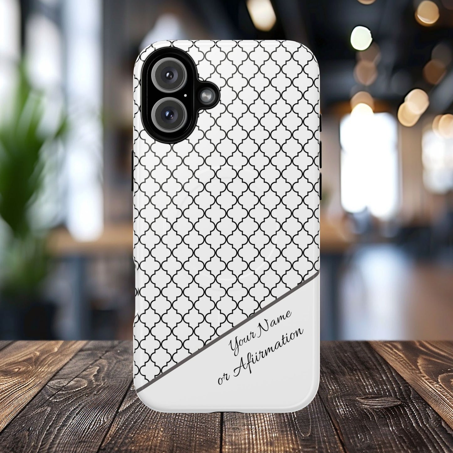 Personalized Casablanca Charm Tough MagSafe Magnetic Case, Modern Design, Gift for Him/Her, Holiday Gift, Monochrome iPhone Case