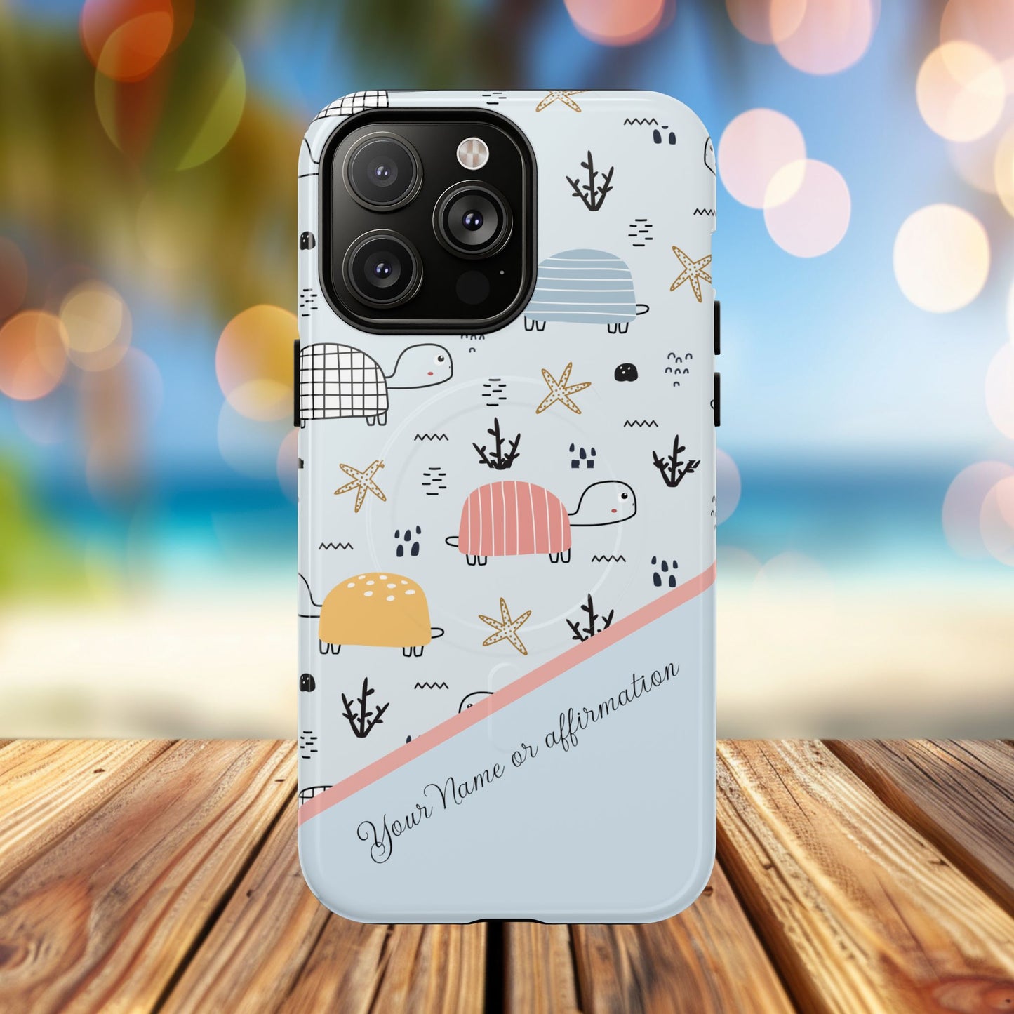 Personalized Cute Turtle Tough Magnetic MagSafe® Cell Cover, Ocean Theme Case, Sea Life Gift for Beach Lovers, iPhone® 13, 14, iPhone 15, iPhone 16, iPhone 17, Pro, Pro Max, Plus Cases.