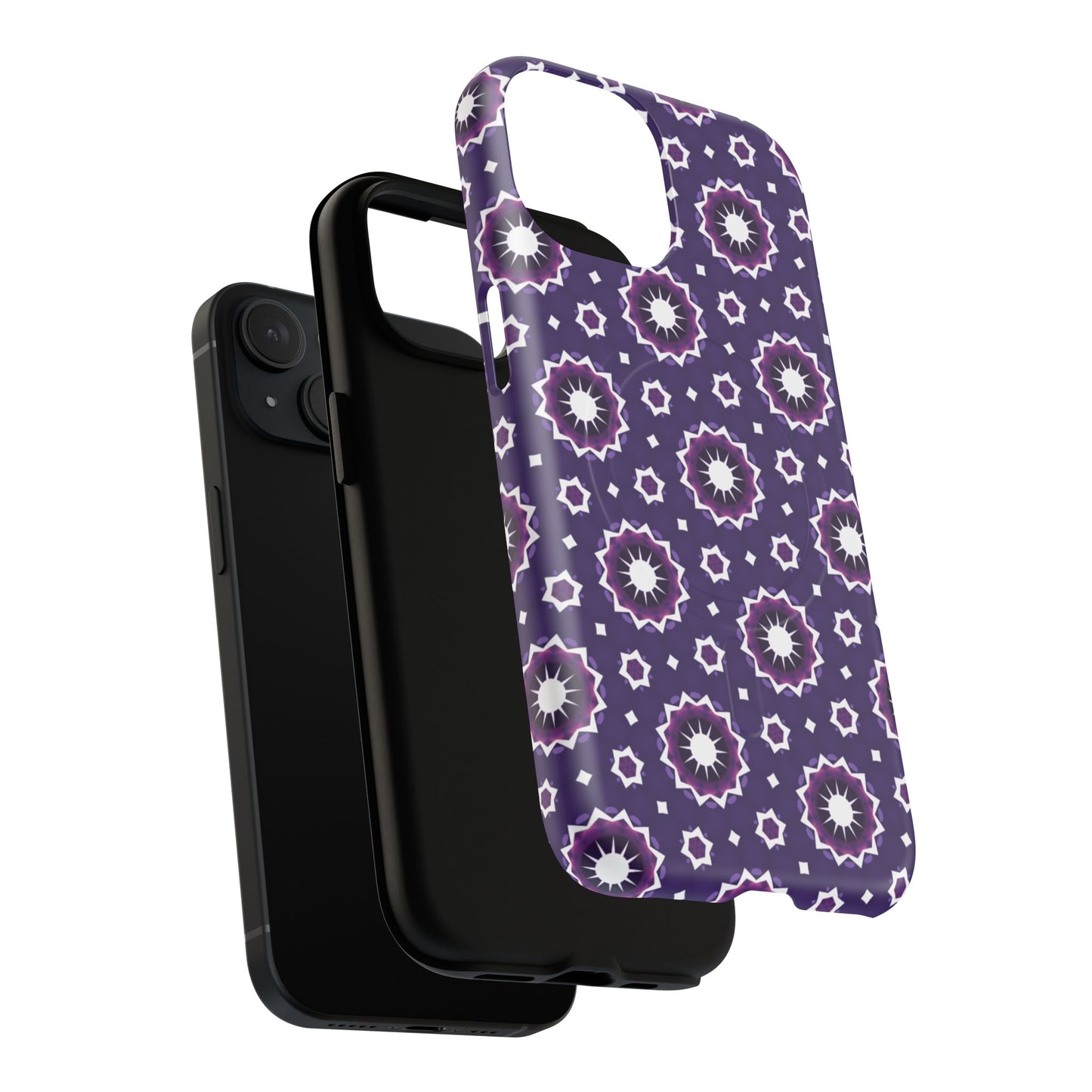 Violet Nova Bloom Stylish Tough Magnetic iPhone Case, Purple Floral iPhone Cover, Durable Cell iPhone Protector, Gift for Her, Mother's Gift