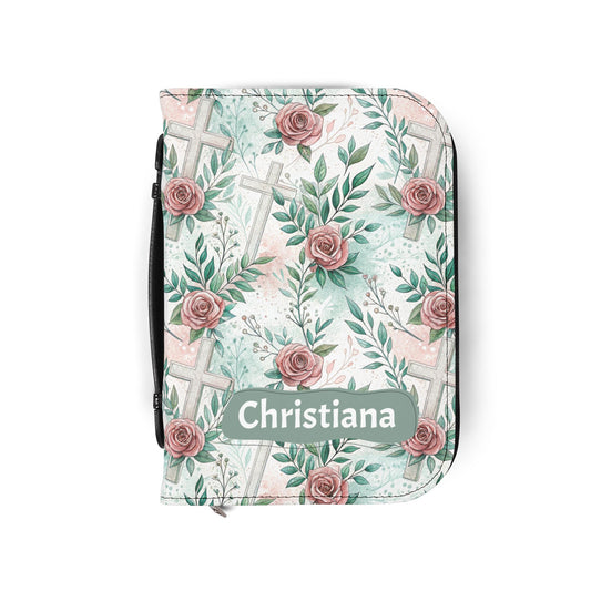 Floral Cross Bible Cover - Personalized Christian Journal Sleeve| Baptism | Christening | Anniversary | Birthday Gifts.