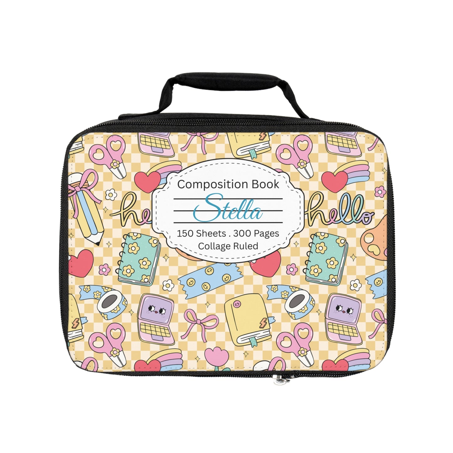 Personalized Doodle Daydream Composition Book Inspired Colorful Kids Lunch Bag for School, Snack Bag, Lunch Tote, Lunchbox, Kids' Bag with Fun Back to School Design