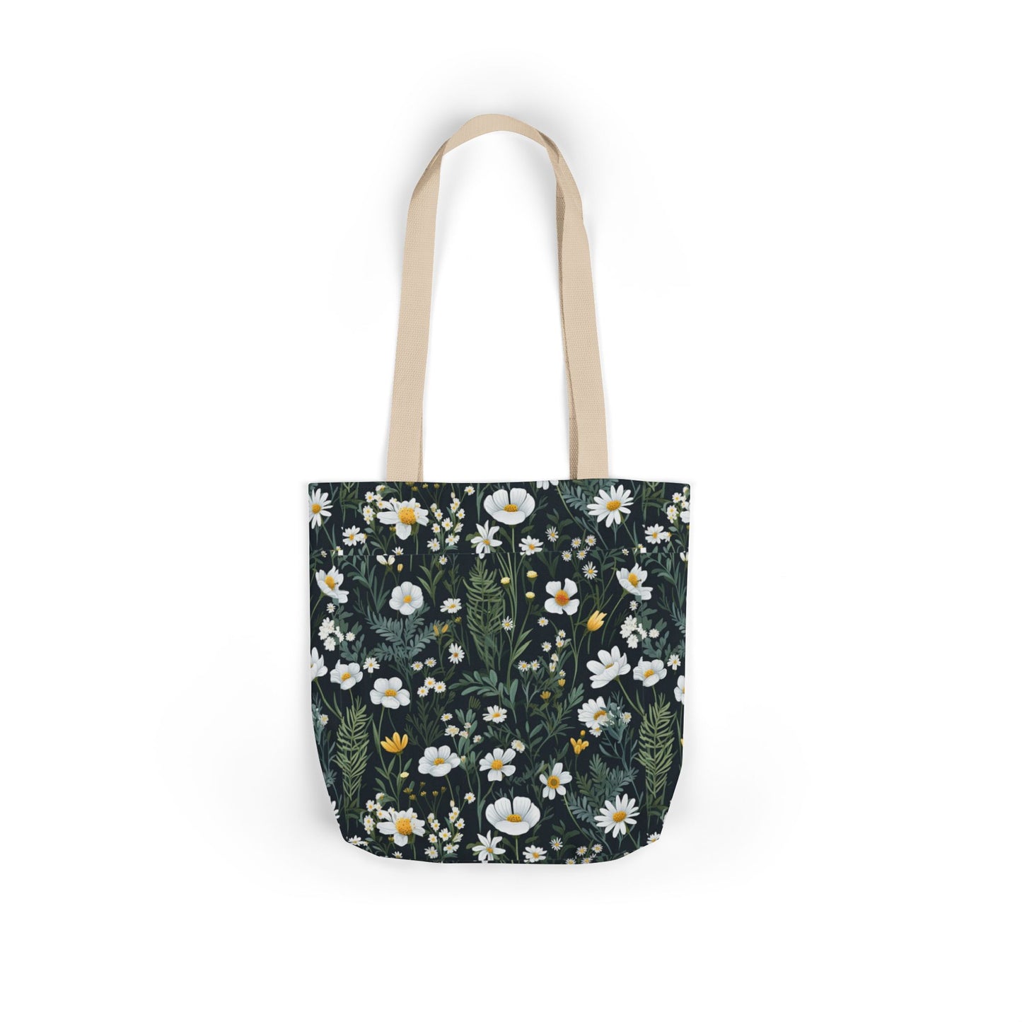 Daisy Delight Floral Canvas Tote Bag with 5-Color Straps | Eco-Friendly Shopping Bag