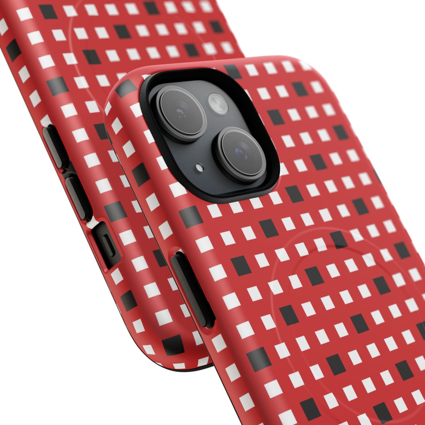Crimson Gridlock Tough iPhone Magnetic Cases, Durable iPhone Accessories, Gift for Tech Lovers, Modern Design