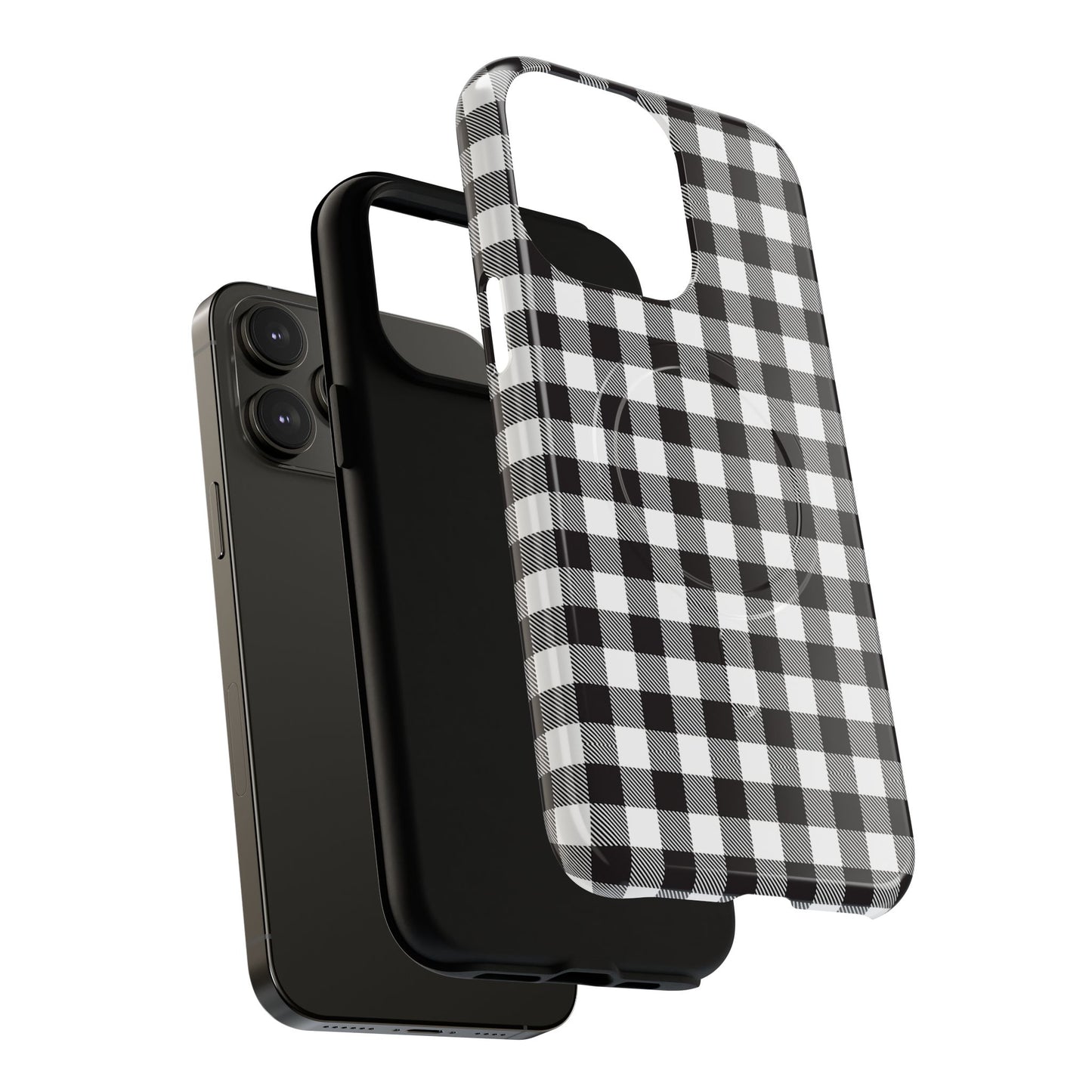 Black and White Gingham Phone Case, Tough Magnetic Cases, Stylish Phone Cover, Gift for Her, Trendy Phone Accessory, Checkered Print