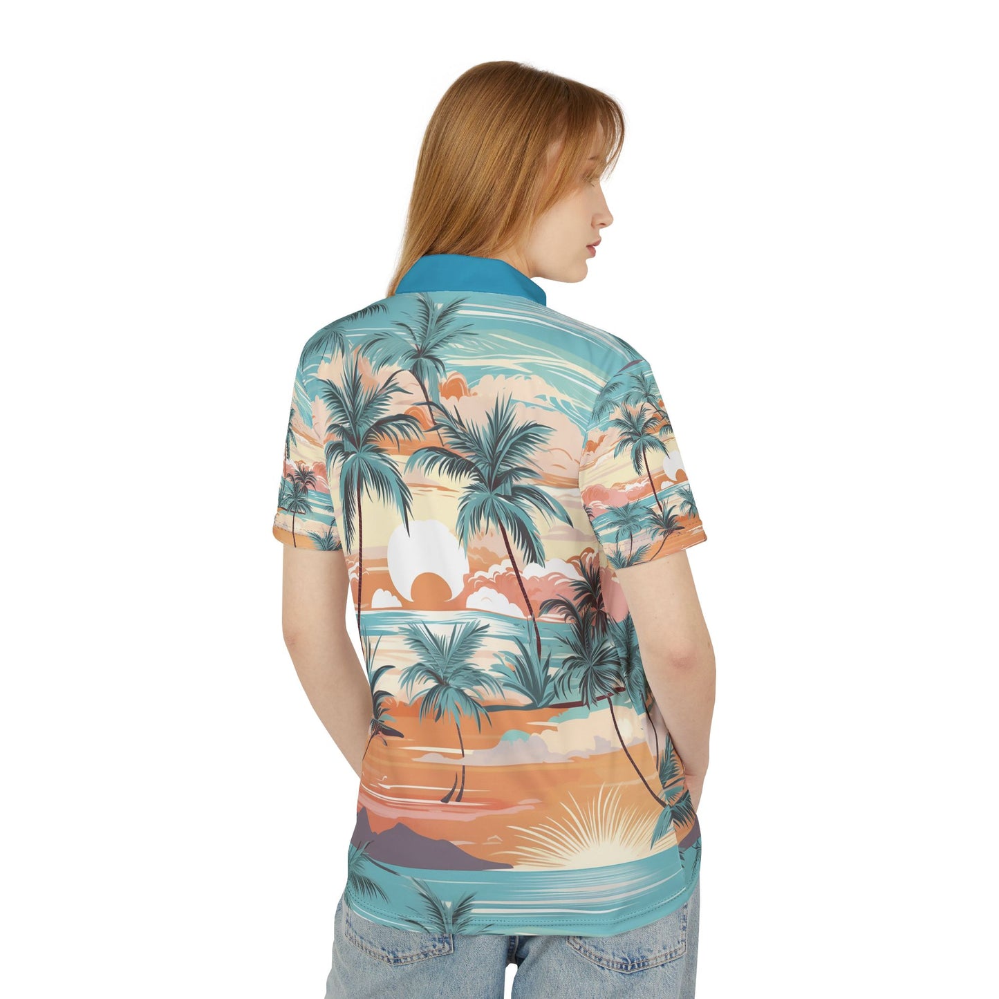 Sunset Paradise Polo Shirt, Vacation Wear, Beach Shirt, Summer Style, Gift for Him, Casual Fashion, Everyday Comfort