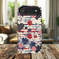 Patriotic Floral Phone Case, Tough Magnetic Cases, American Flag Design, Gift for Her, Independence Day Accessories