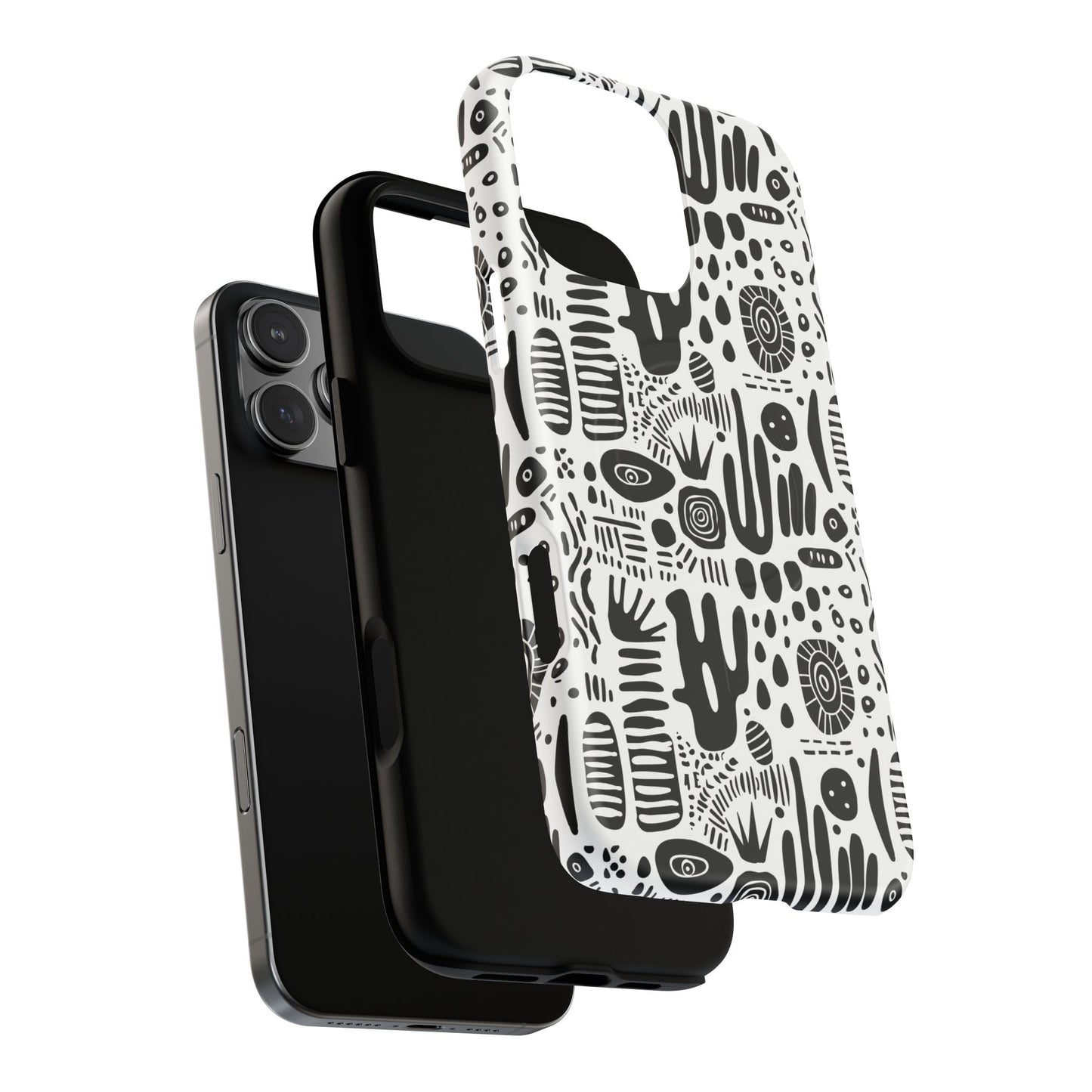 Abstract Monochrome Tough Magnetic iPhone Cases, Stylish Phone Cover, Durable Phone Protector, Modern Tech Accessories, Unique Gift Ideas