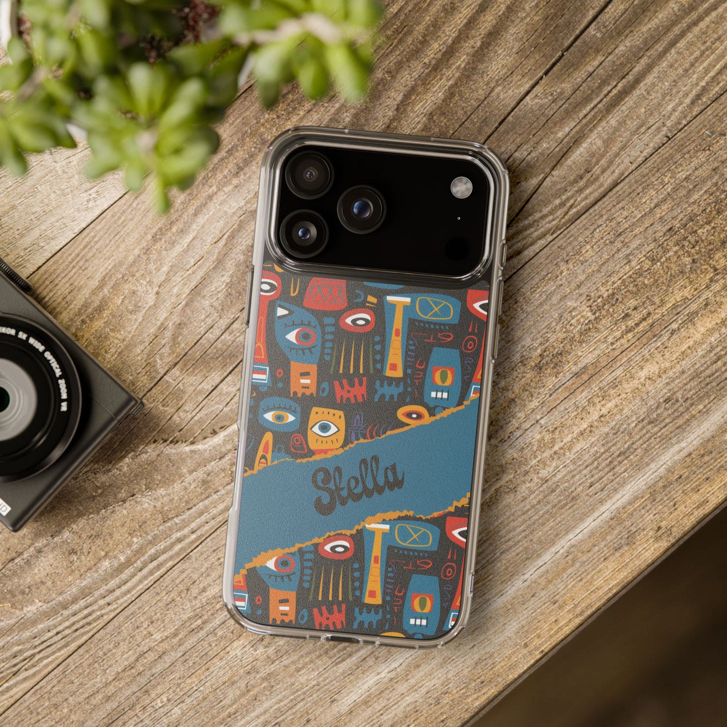 Phone Case — Colorful Abstract Faces Clear Impact-Resistant Case