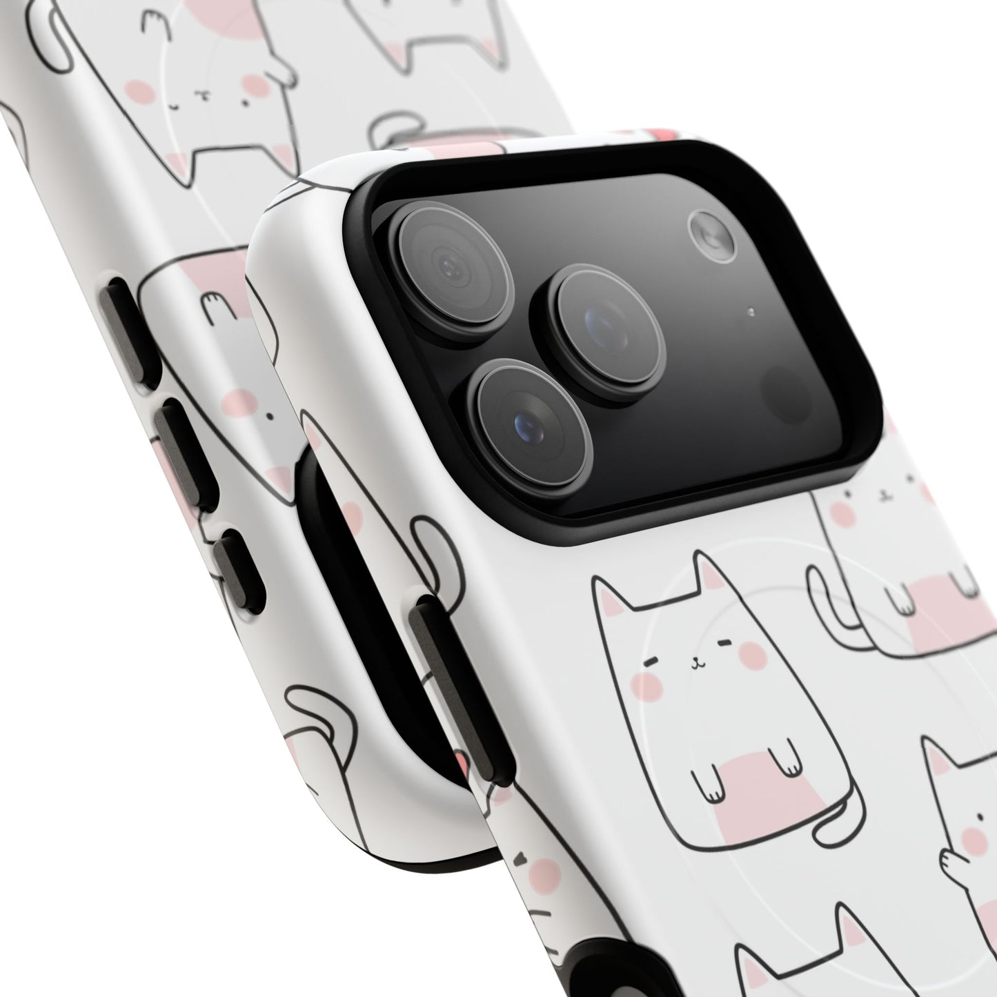 Cute Kawaii Cat Tough Magnetic iPhone Case, Cute Cat Lover Gift, Kawaii iPhone Cover, Tough iPhone Case, Unique Pet Themed Accessory,