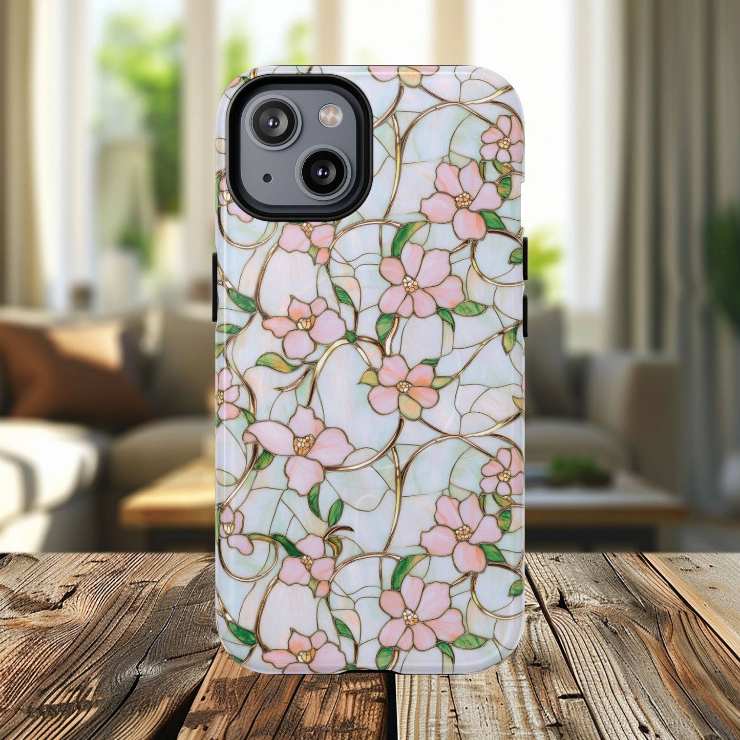 Blossom Veins Tough iPhone Magnetic Cases, Elegant Floral Designs, iPhone Floral Stained Glass Stylish Accessory, Protective Mobile Cover, Unique Gift Idea