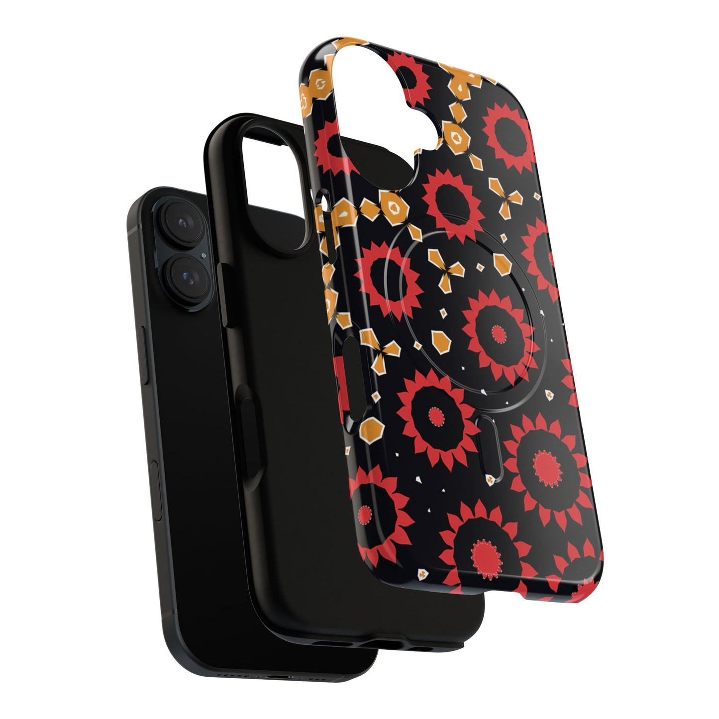 Midnight Ember Bloom Tough Magnetic iPhone Case, Bohemian Floral Design, Stylish iPhone Protection, Gift for Her, Trendy iPhone Accessories