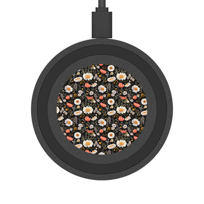 Blossom Elegance: Noir Garden Floral Wireless Charging Pad - Stylish & Eco-Friendly Phone Charger