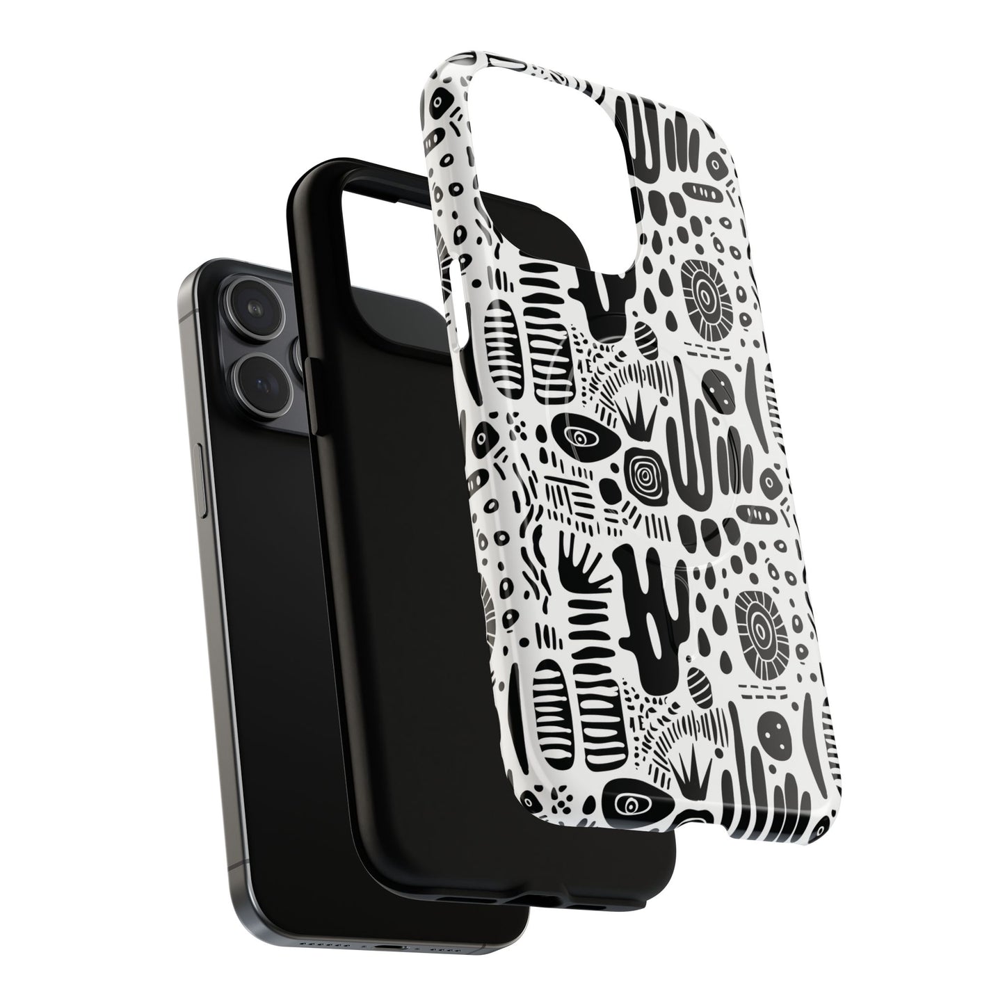 Abstract Monochrome Tough Magnetic iPhone Cases, Stylish Phone Cover, Durable Phone Protector, Modern Tech Accessories, Unique Gift Ideas